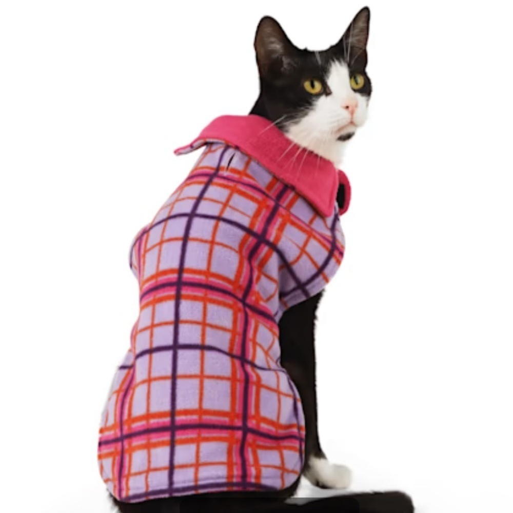 NWT Youly Reversible Plaid cozy cat coat S/M​